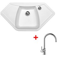 Sinks Naiky 980 Milk + Vitalia - Kitchen Sink and Tap Set