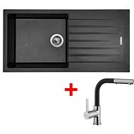 Sinks Perfecto 1000 Metalblack + Enigma S GR - Kitchen Sink and Tap Set