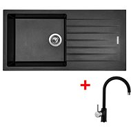 Sinks Perfecto 1000 Metalblack + Vitalia GR - Kitchen Sink and Tap Set