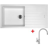 Sinks Perfecto 1000 Milk + Vitalia GR - Kitchen Sink and Tap Set
