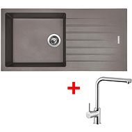 Sinks Perfecto 1000 Truffle + Elka - Kitchen Sink and Tap Set
