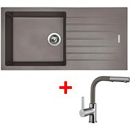 Sinks Perfecto 1000 Truffle + Enigma S GR - Kitchen Sink and Tap Set