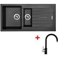 Sinks Perfecto 1000.1 Metalblack + Vitalia GR - Kitchen Sink and Tap Set