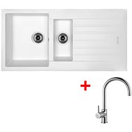 Sinks Perfecto 1000.1 Milk + Vitalia - Kitchen Sink and Tap Set