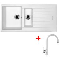 Sinks Perfecto 1000.1 Milk + Vitalia GR - Kitchen Sink and Tap Set