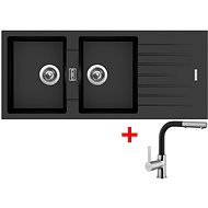 Sinks Perfecto 1160 Duo Metalblack + Enigma S GR - Kitchen Sink and Tap Set