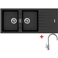 Sinks Perfecto 1160 Duo Metalblack + Vitalia - Kitchen Sink and Tap Set
