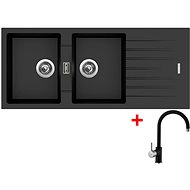 Sinks Perfecto 1160 Duo Metalblack + Vitalia GR - Kitchen Sink and Tap Set