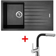 Sinks Perfecto 860 Metalblack + Enigma S GR - Kitchen Sink and Tap Set