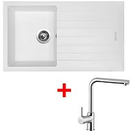 Sinks Perfecto 860 Milk + Elka - Kitchen Sink and Tap Set