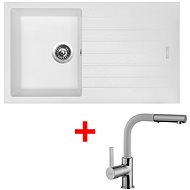 Sinks Perfecto 860 Milk + Enigma S GR - Kitchen Sink and Tap Set