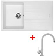Sinks Perfecto 860 Milk + Vitalia GR - Kitchen Sink and Tap Set