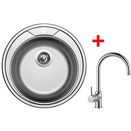 Sinks Round 510 V + Vitalia - Kitchen Sink and Tap Set