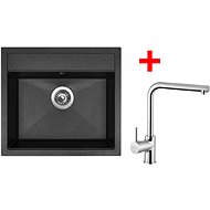 Sinks Solo 560 Granblack + Elka - Kitchen Sink and Tap Set