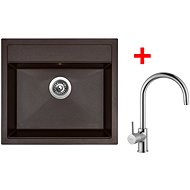 Sinks Solo 560 Marone + Vitalia - Kitchen Sink and Tap Set