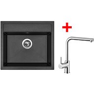 Sinks Solo 560 Metalblack + Elka - Kitchen Sink and Tap Set