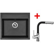Sinks Solo 560 Metalblack + Enigma S GR - Kitchen Sink and Tap Set