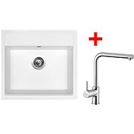 Sinks Solo 560 Milk + Elka - Kitchen Sink and Tap Set