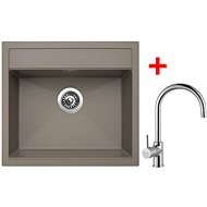 Sinks Solo 560 Truffle + Vitalia - Kitchen Sink and Tap Set