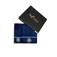 Soft Cotton - Gift set Marine Lady towel and bath towel, 2 pcs, dark blue - Towel Set