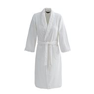 Soft Cotton Ladies elegant dressing gown FREYA, off-white, L - Bathrobe