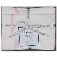 Soft Cotton Aqua towel and bath towel gift set, 5 pcs, white / pink - Towel Set