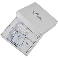 Soft Cotton dárková sada ručníků a osušky Aqua, 5 ks, bílá / modrá - Towel Set