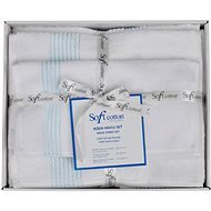 Soft Cotton darčeková súprava uterákov a osušky Aqua, 5 ks, biela/tyrkysová - Sada uterákov