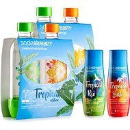 SodaStream Bottles Tropical Edition 2pcs Island + 2pcs Forest + Flavour Pineapple-Coconut and Mango-Coconut - Set