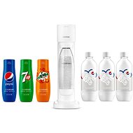 SodaStream Gaia White + 3x lahev + MIRINDA,PEPSI,7UP - Sada