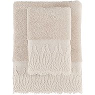 Soft Cotton Maya Towel with lace 85 × 150 cm, light beige - Bath Towel