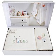 Tivolyo Home Circus Baby gift set towel and bath towel, 2 pcs, cream - Towel Set