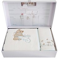 Tivolyo Home Pourtol Baby gift set towel and bath towel, 2 pcs, cream, blue embroidery - Towel Set