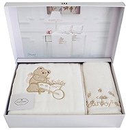 Tivolyo Home Pourtol Baby gift set towel and bath towel, 2 pcs, cream, beige embroidery - Towel Set
