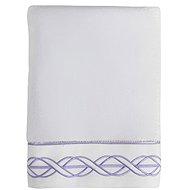 Soft Cotton Towel with embroidery Vita 50 × 100 cm, white, purple embroidery - Towel