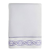Soft Cotton Embroidered Towel Vita 85 × 150 cm, white, purple embroidery - Bath Towel