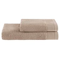 Soft Cotton Bamboo Towel and bath towel set 2 pcs, beige - Towel Set