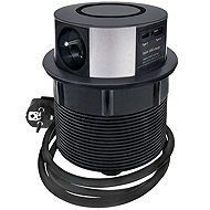 Solight 3z + USB A+C 20 W PD, Wireless 10 W, pull-out socket block, 2 m, black - Socket