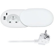 Solight 1z + USB A+C 20 W PD recessed with sliding cap, 2 m, matt white - Socket