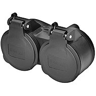 Solight Double cable socket for damp, IP44, black - Socket