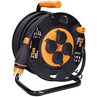 Solight On drum, 4 sockets, 25 m rubber-neoprene cable, 3 × 2.5 mm2, IP44 - Extension Cable
