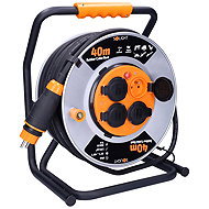 Solight On metal drum, 4 sockets, 40 m rubber-neoprene cable, 3 × 2.5 mm2, IP44 - Extension Cable
