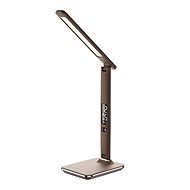 LED Table Lamp with Display, 9W, Light Temperature Adjustment, Leather, Brown - Table Lamp