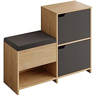 Houseland Haven Shoe rack with bench sapphire oak/anthracite grey - Shoe Rack