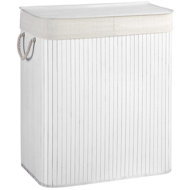 Songmics Bamboo laundry basket 100 l sorting basket 2 compartments, white - Laundry Basket