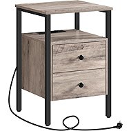 Songmics Vasagle Jungo Bedside table with charging station 40 cm, grey/black - Night Stand