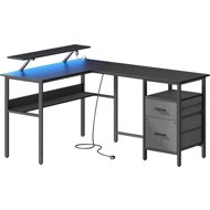 Songmics Vasagle Bora Corner desk with drawers and LED black - Writing Desk