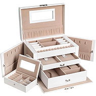 Songmics Jewellery box with mirror Trolas cream - Jewellery Box
