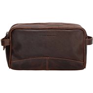 H&S Vikten genuine leather brown, 25 × 15 × 8.5 cm - Make-up Bag