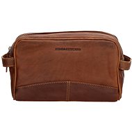 H&S Vikten genuine leather cognac, 25 × 15 × 8,5 cm - Make-up Bag